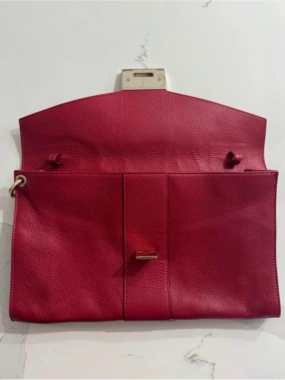 Jimmy Choo Rivera Red Leather Envelope Clutch Bag with Gold Hardware